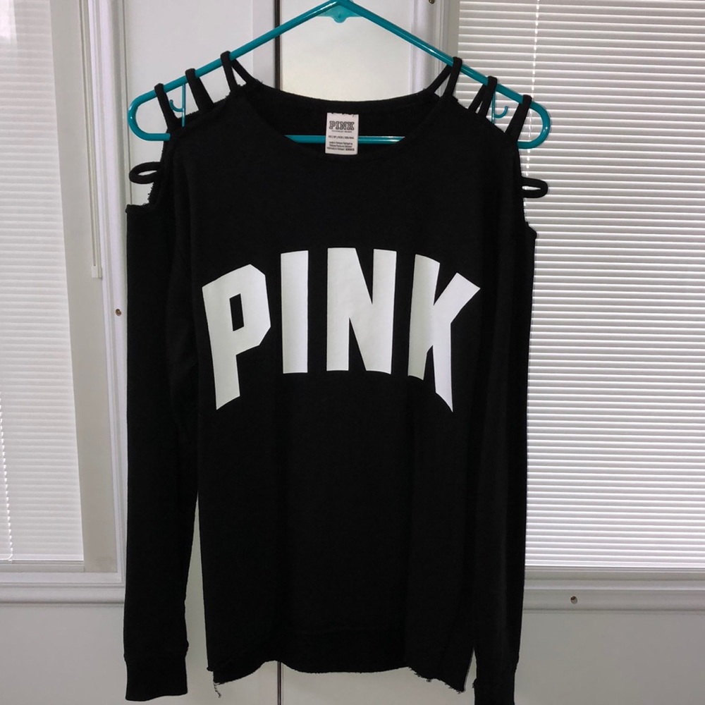 Black Open Shoulder Jersey Top